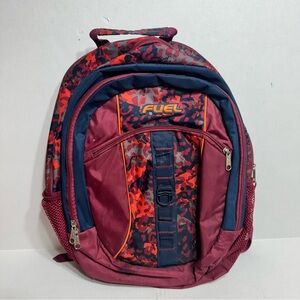 Fuel red camo backpack shoulder straps 3 zipper compartments